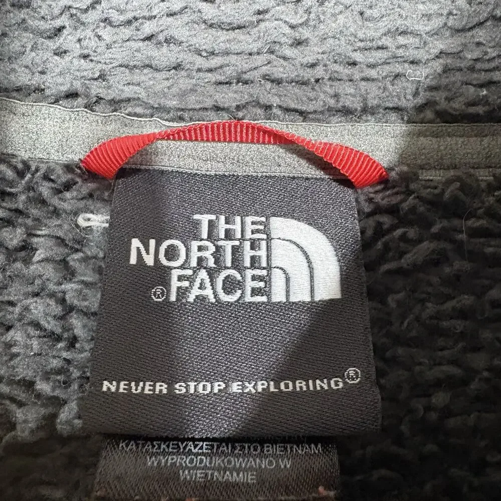 The North Face Mens XL Gray Full Zip Fleece Jacket Softshell Chest Pocket Travel